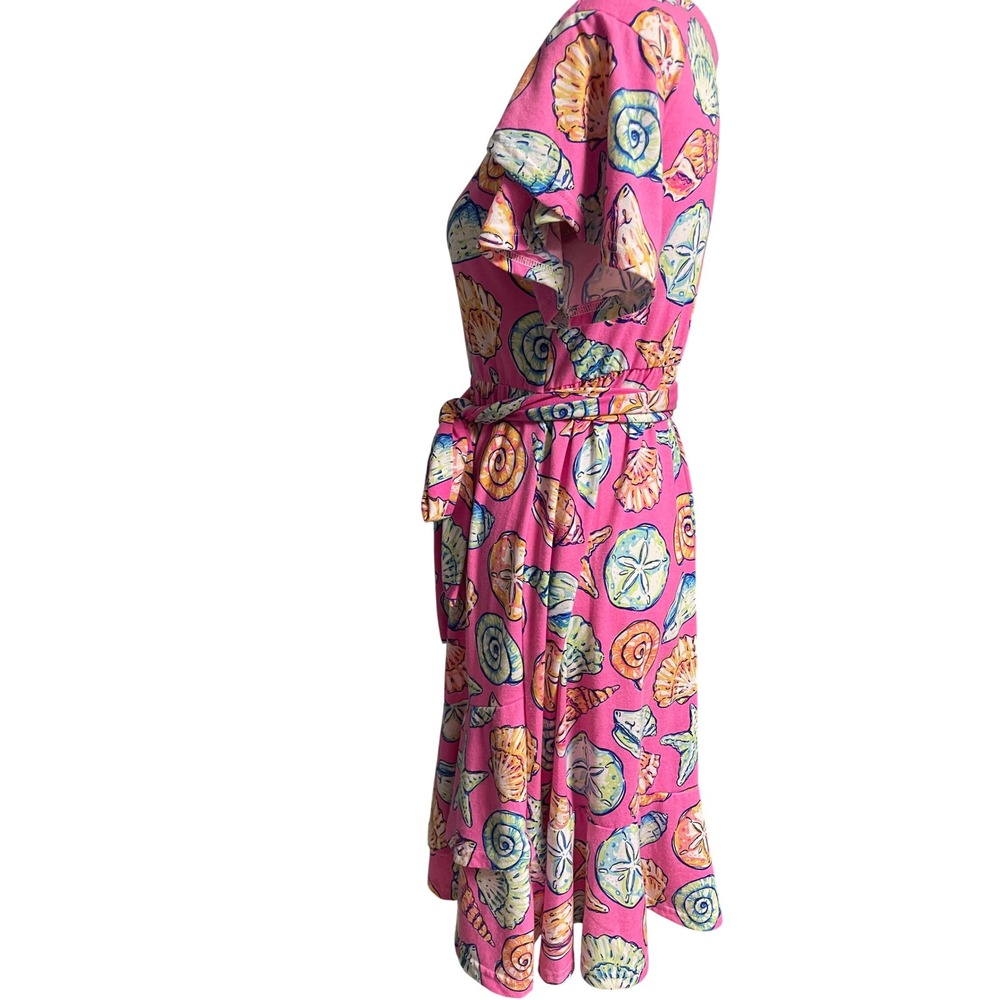 Simply Southern Pink Seashell Short Sleeve Midi Dress Women's Large - Picture 6 of 10